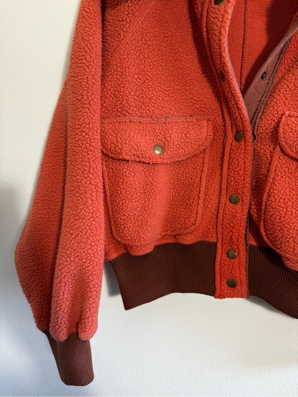 Free People We The Free Shasta Cardi Orange Bomber Jacket size Small - Picture 6 of 10